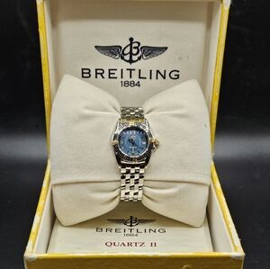 Breitling Quartz II Watch with Blue Dial & 18kt Gold